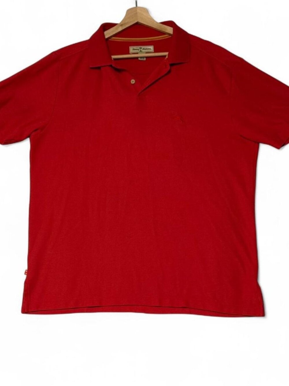 Tommy Bahama Polo Shirt Men's Size Large Red Solid Cotton Polyester Performance